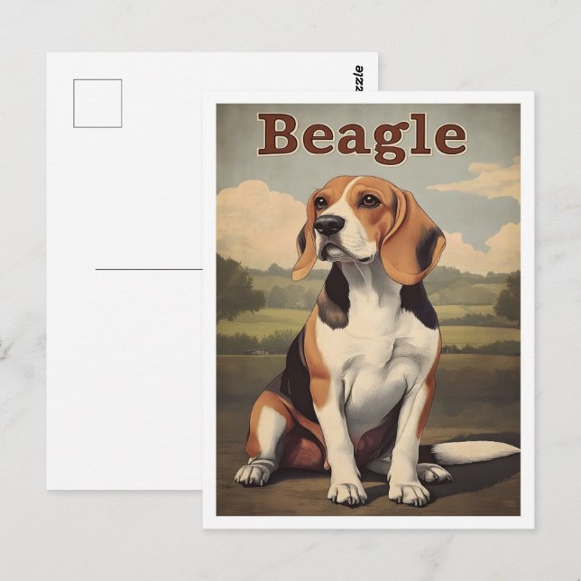 Beagle Dog Vintage Art Postcard (Front/Back)