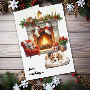 Beagle Dog Waiting for Christmas