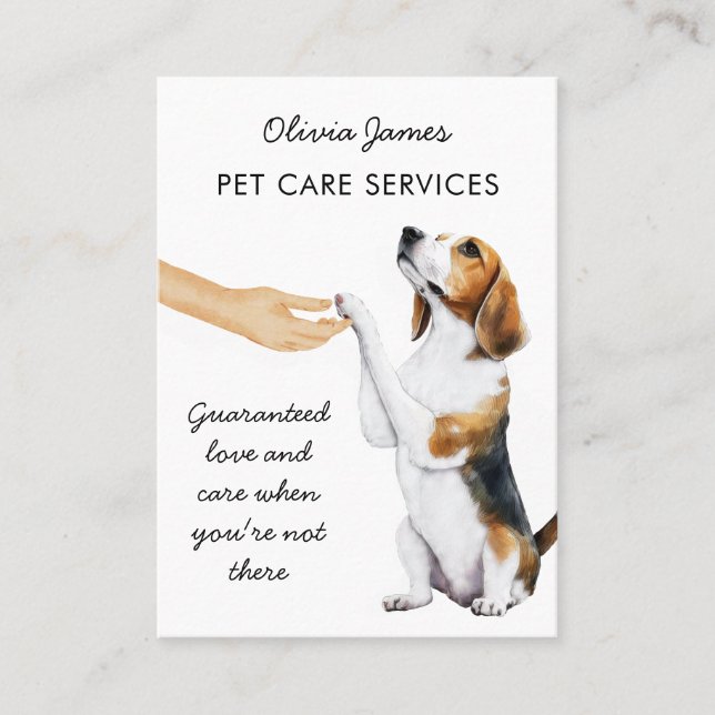 Beagle Dog Walking Dog Boarding Pet Care  Business Card (Front)