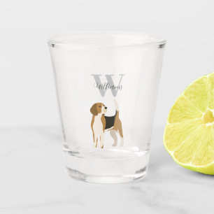 Beagle Dog Watercolor Monogram Name Shot Glass