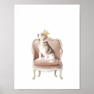 Beagle Dog Wearing Royal Crown Poster