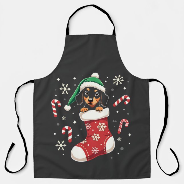 Beagle Dog Wearing Santa Hat Christmas Lovers Apron (Front)