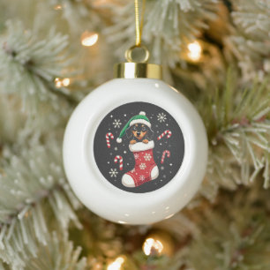 Beagle Dog Wearing Santa Hat Christmas Lovers Ceramic Ball Christmas Ornament