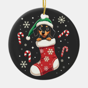 Beagle Dog Wearing Santa Hat Christmas Lovers Ceramic Tree Decoration