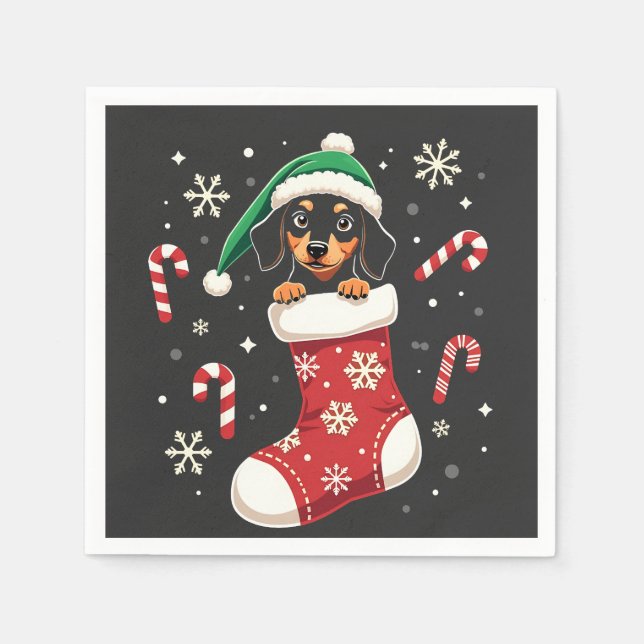 Beagle Dog Wearing Santa Hat Christmas Lovers Napkin (Front)