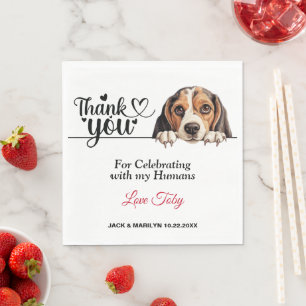 Beagle Dog Wedding Cocktail Napkin