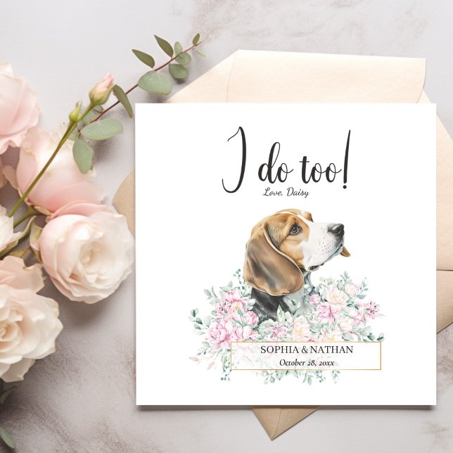 Beagle Dog Wedding Cocktail Napkins (Creator Uploaded)