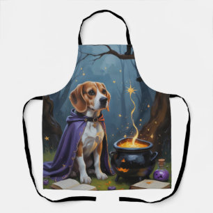 Beagle Dog Whimsical Halloween Painting Apron
