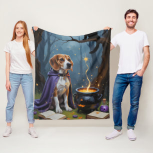 Beagle Dog Whimsical Halloween Painting Fleece Blanket