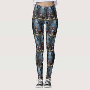 Beagle Dog Whimsical Halloween Painting Leggings