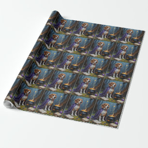 Beagle Dog Whimsical Halloween Painting Wrapping Paper