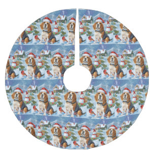 Beagle Dog Winter Wonderland Christmas Joy Brushed Polyester Tree Skirt