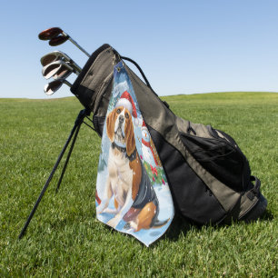 Beagle Dog Winter Wonderland Christmas Joy Golf Towel