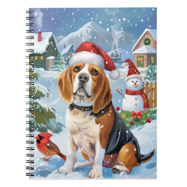 Beagle Dog Winter Wonderland Christmas Joy Notebook (Front)