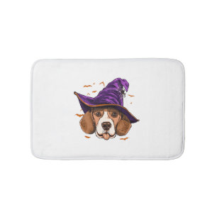 Beagle Dog Witch Funny Halloween Dog Lover Bath Mat