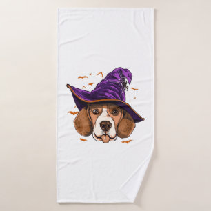 Beagle Dog Witch Funny Halloween Dog Lover Bath Towel