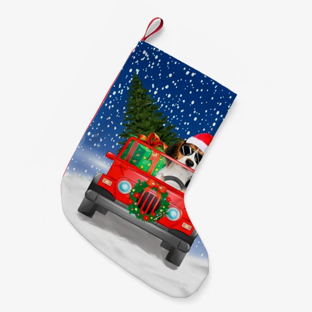 Beagle dog with Christmas gifts Small Christmas Stocking (Front (Hanging))