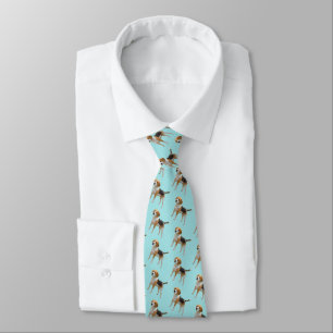 Beagle Dog with Light Blue Background Tie