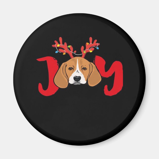 Beagle Dog Xmas Christmas Reindeer Antlers Light E Magnet (Front)