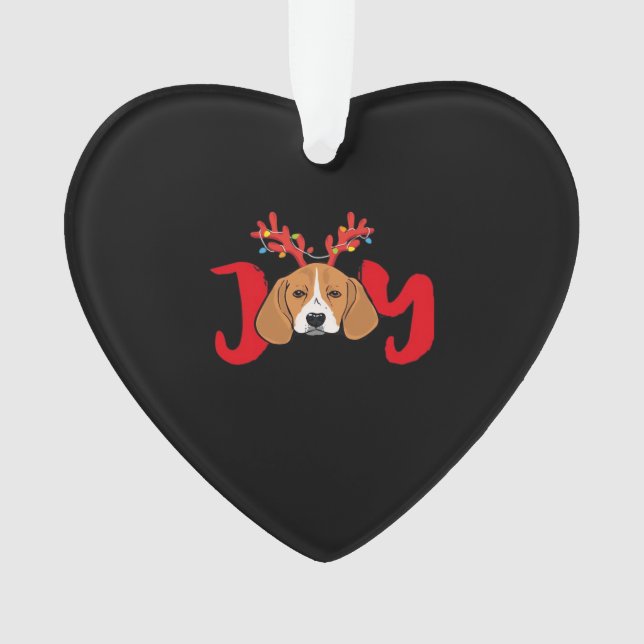 Beagle Dog Xmas Christmas Reindeer Antlers Light E Ornament (Front)