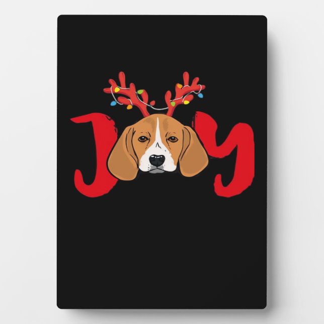 Beagle Dog Xmas Christmas Reindeer Antlers Light E Plaque (Front)