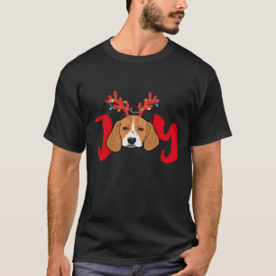Beagle Dog Xmas Christmas Reindeer Antlers Light E T-Shirt