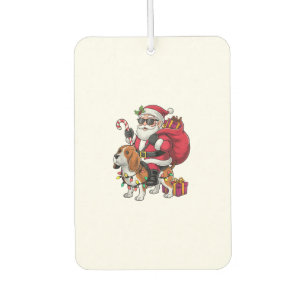Beagle Dog Xmas Lighting Santa Riding Beagle Chris Car Air Freshener