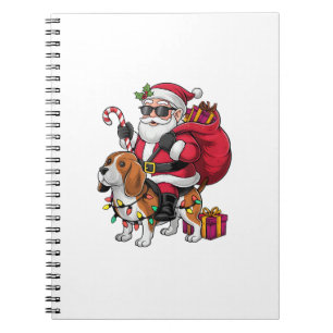 Beagle Dog Xmas Lighting Santa Riding Beagle Chris Notebook