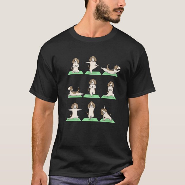 Beagle Dog Yoga Pose Zen Cute Workout Exercise Yog T-Shirt (Front)