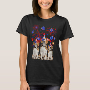 Beagle Dogs American Flag  Happy 4th of July T-Shirt