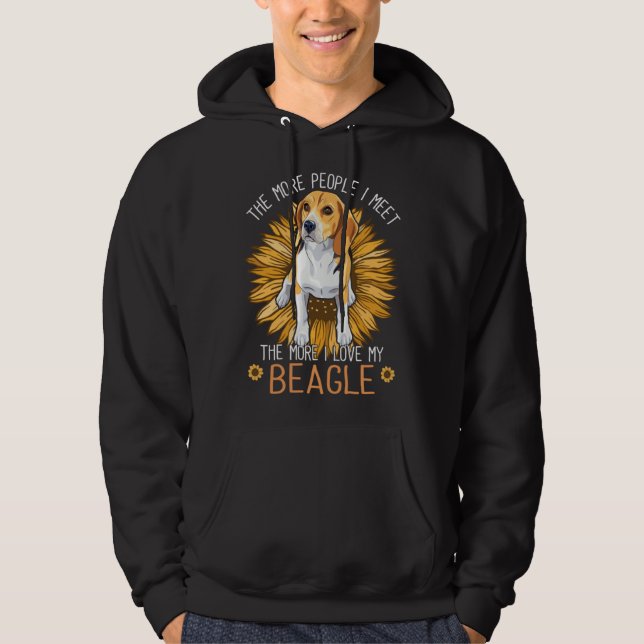 Beagle Dogs I Love My Beagle Floral Sunflower Hoodie (Front)