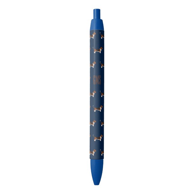 Beagle Dogs Pattern Monogrammed Pen (Front Vertical)