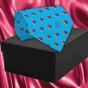 Beagle Dogs Pattern Monogrammed Veterinarian Tie