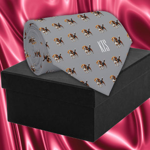 Beagle Dogs Pattern Monogrammed Veterinarian Tie