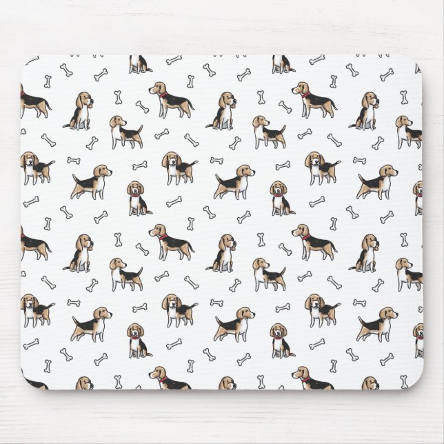 Beagle dogs pattern mouse mat (Front)
