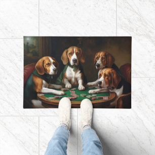 Beagle Dogs Playing Poker Art Doormat