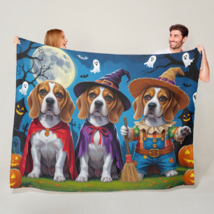 Beagle Dogs Pumpkin Halloween Funny Fleece Blanket