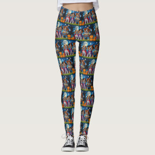 Beagle Dogs Pumpkin Halloween Funny Leggings