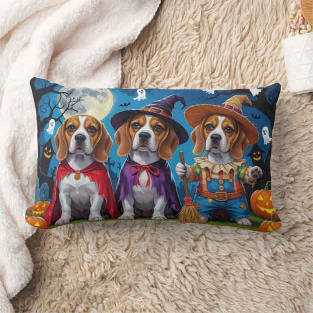 Beagle Dogs Pumpkin Halloween Funny Lumbar Cushion (Blanket)