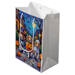 Beagle Dogs Trick-or-Treating in Halloween Costume Medium Gift Bag
