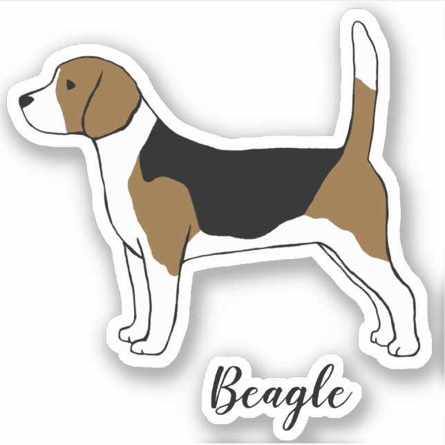 Beagle Drawing | Cute Pet Dog Vinyl Sticker (Front)
