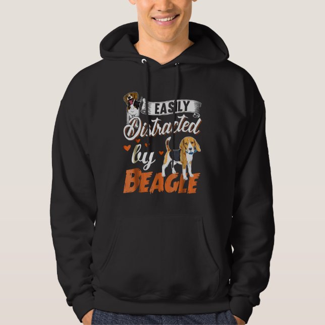 Beagle  Easily Distracted By Beagle Hoodie (Front)