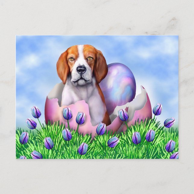 Beagle Easter Surprise Holiday Postcard (Front)