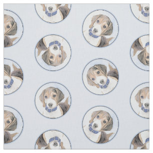 Beagle English Painting Tri Tricolor Cute Dog Art Fabric