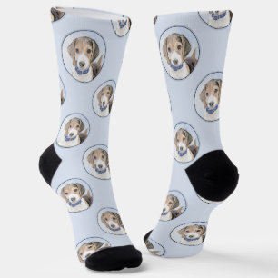 Beagle English Painting Tri Tricolor Cute Dog Art Socks