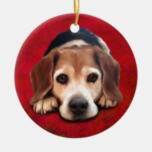 Beagle Fine Art Dog Art Painting Ceramic Tree Decoration