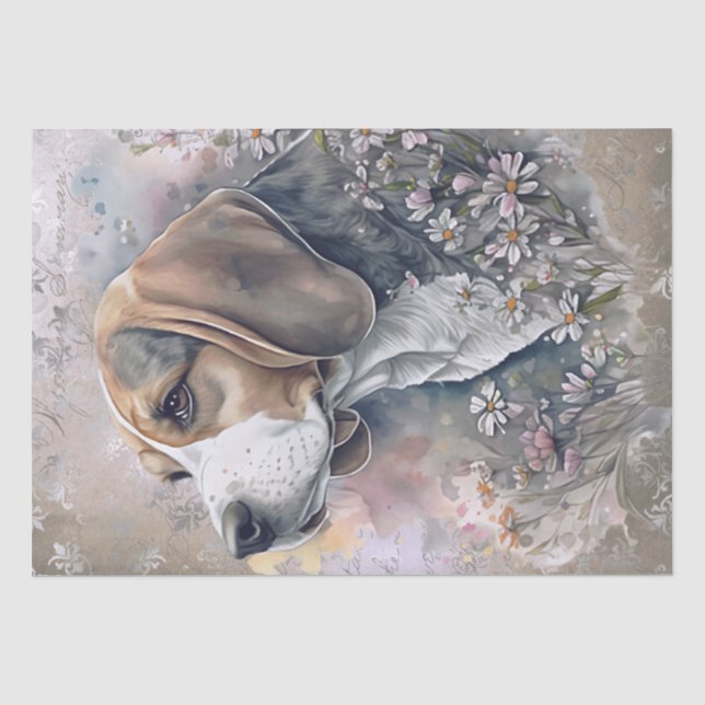 Beagle Floral Dog Tissue Paper (Front)
