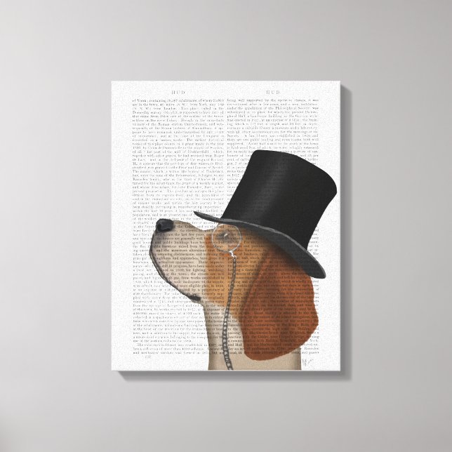 Beagle, Formal Hound and Hat Canvas Print (Front)
