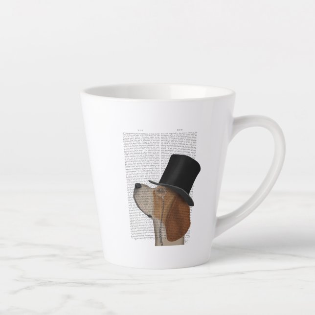 Beagle, Formal Hound and Hat Latte Mug (Right)