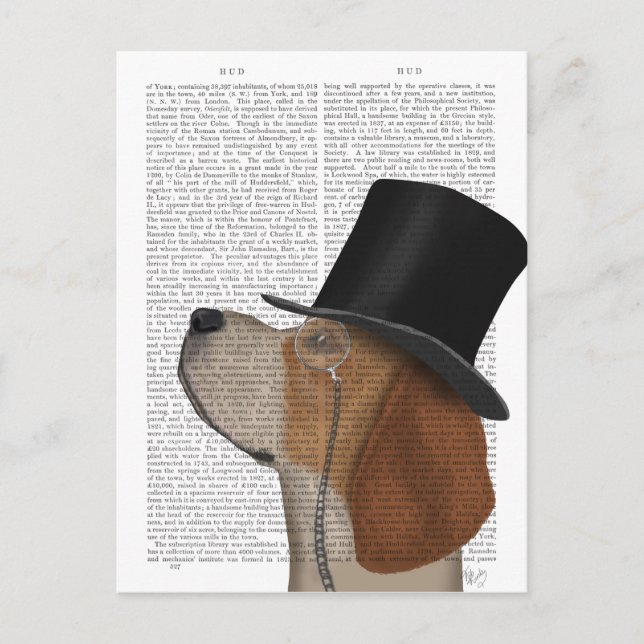 Beagle, Formal Hound and Hat Postcard (Front)